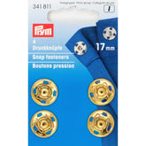 Prym Drukknopen opnaaibaar goud 17mm 4 stuks 341811 Drukknopen PRM341811 4002273418113